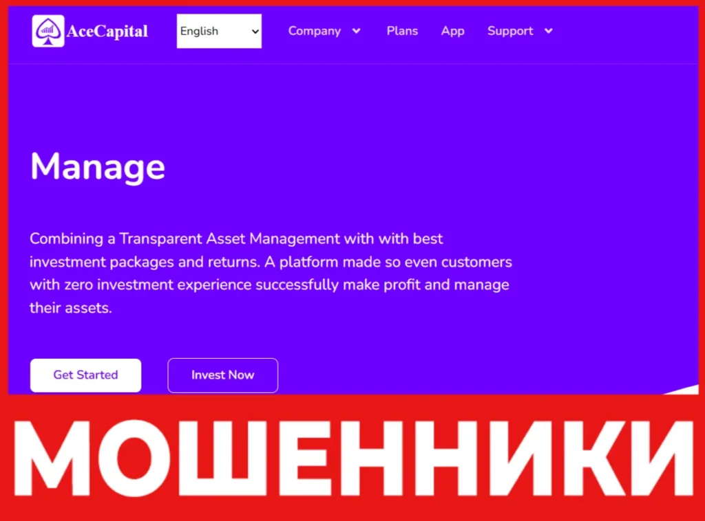 ACE CAPITAL лицевая сторона скрин