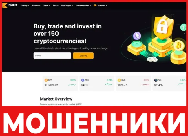 Digbit лицевая сторона скрин
