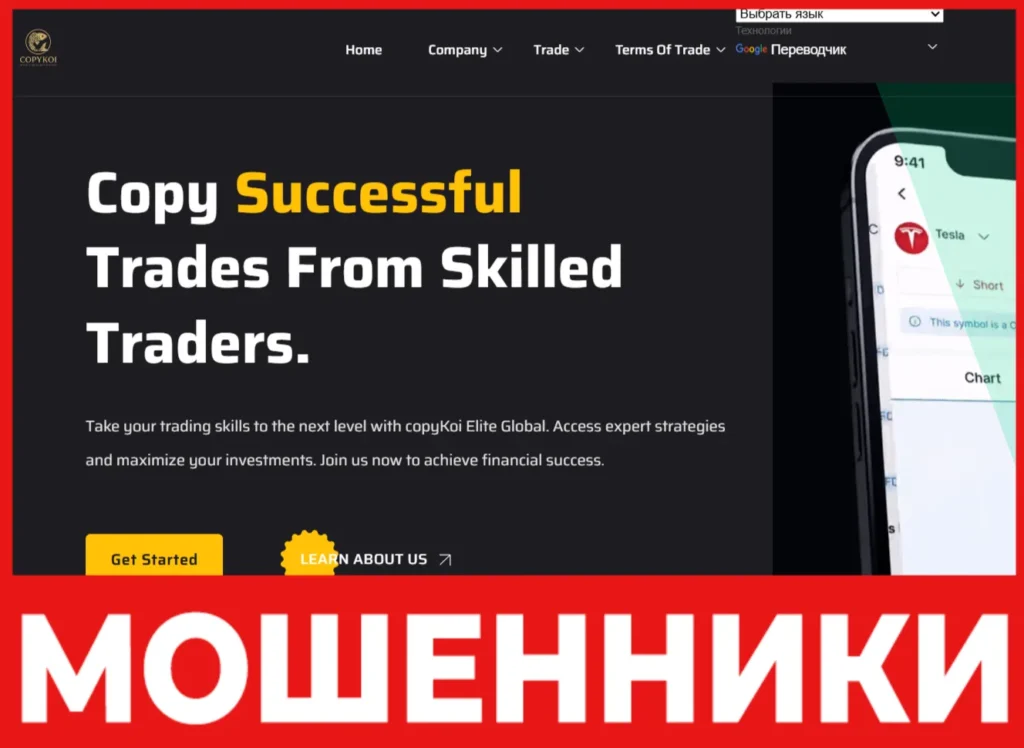 CopyKoi Elite Global лицевая сторона скрин