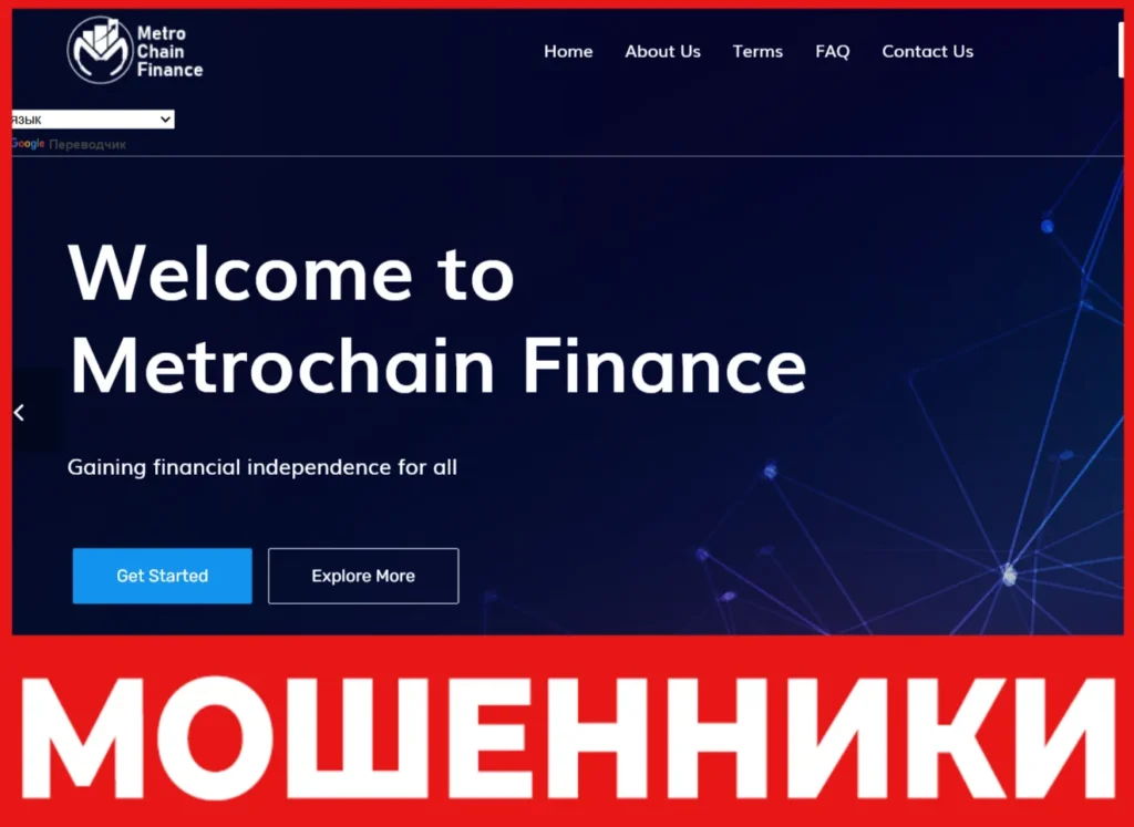 Metrochain Finance лицевая сторона скрин