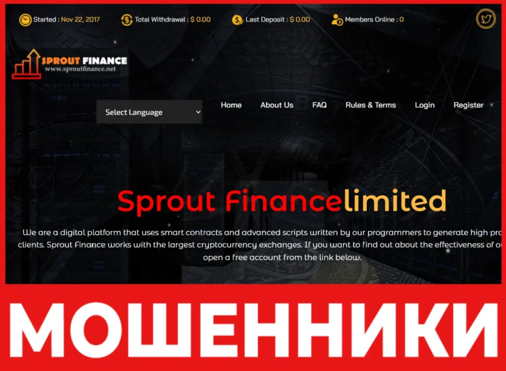 Sprout Finance лицевая сторона скрин