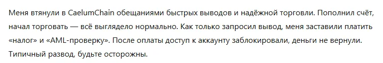 CaelumChain 1 скрин