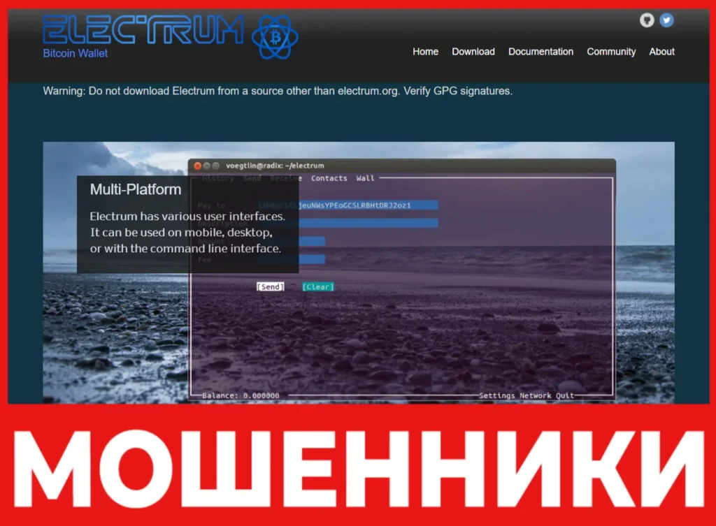 Electrum лицевая сторона скрин