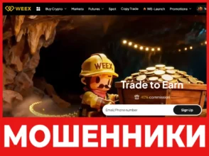 WEEX лицевая сторона скрин