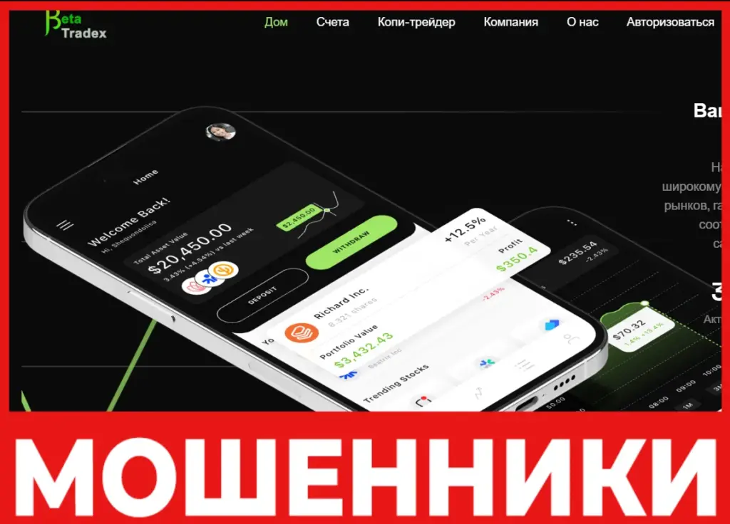 Beta Tradex лицевая сторона скрин