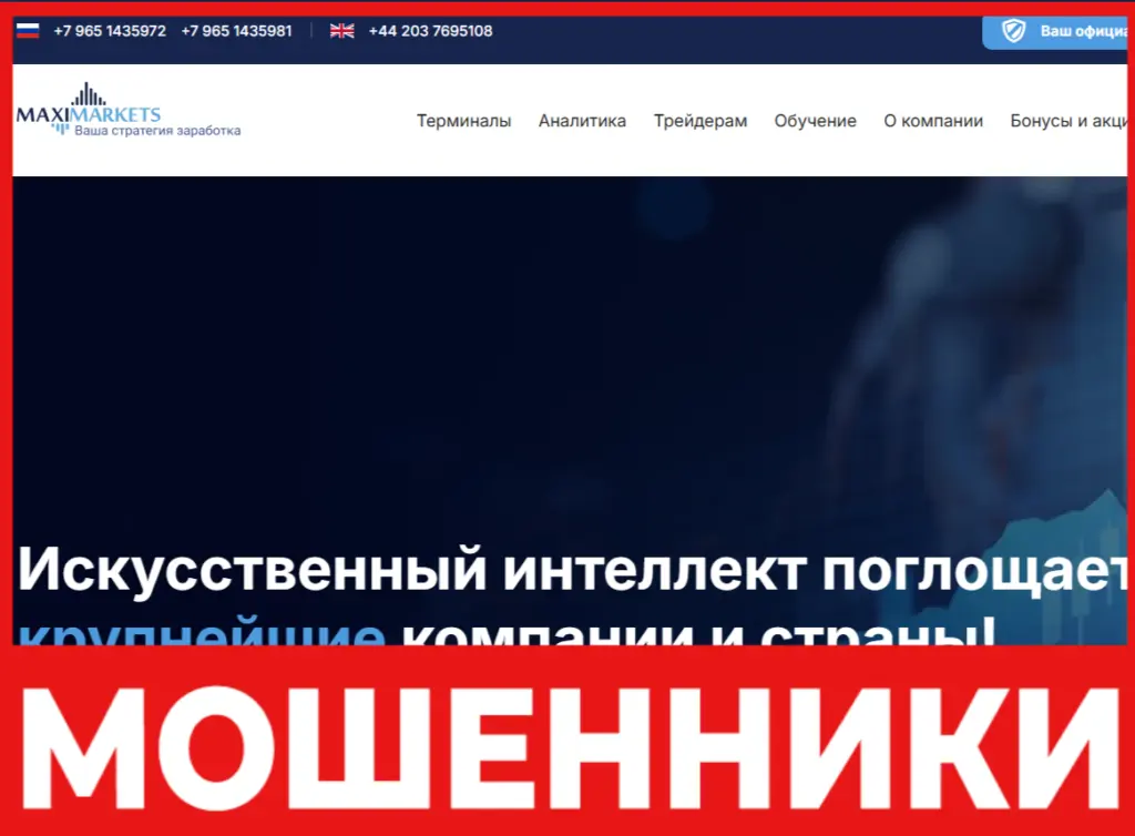 MaxiMarkets лицевая сторона скрин