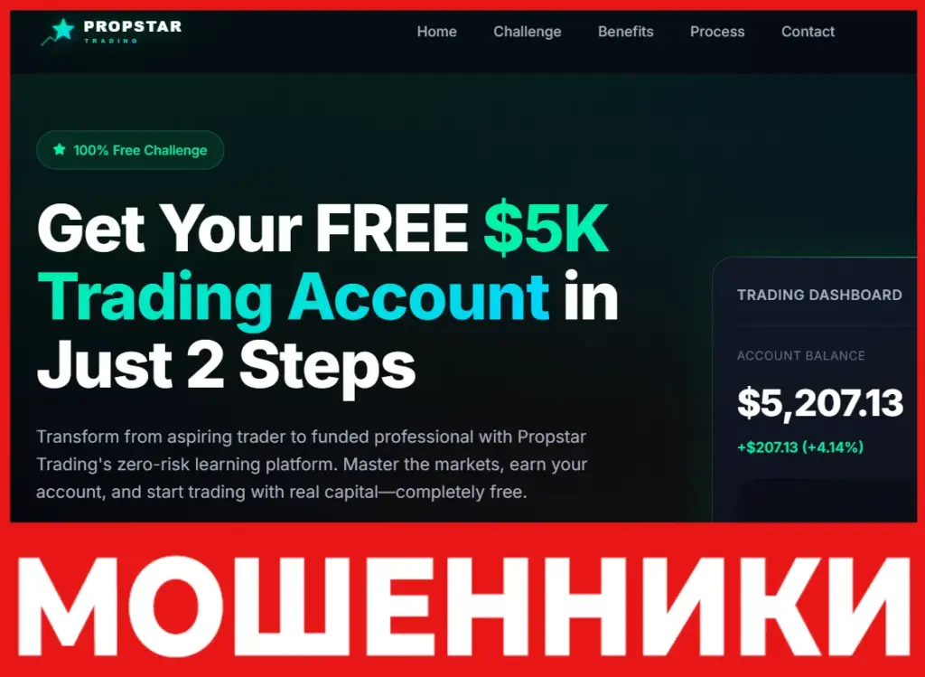 Propstar Trading лицевая сторона скрин