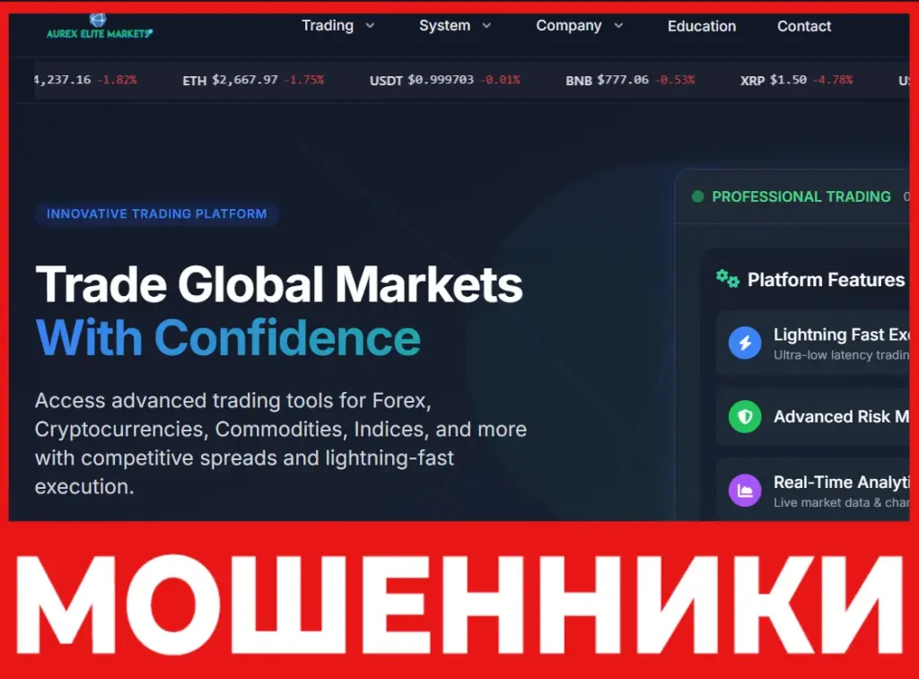 Aurex Elite Markets лицевая сторона скрин