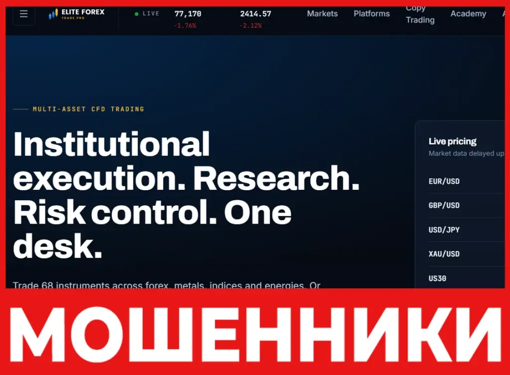 Eliteforextradepro лицевая сторона скрин