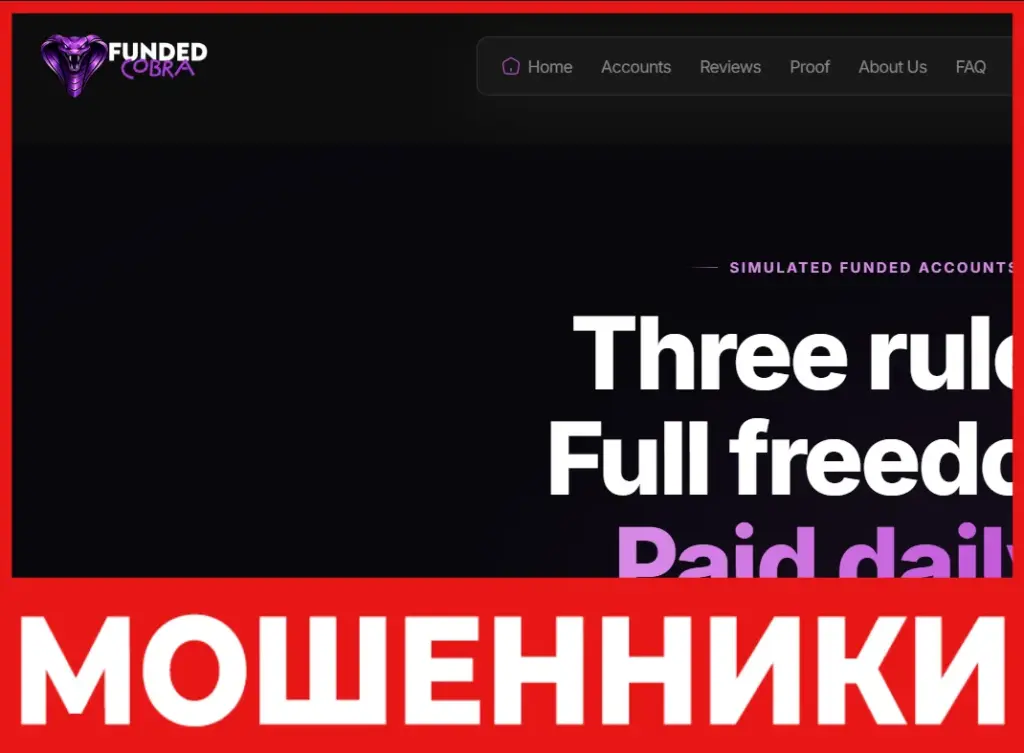 FundedCobra лицевая сторона скрин