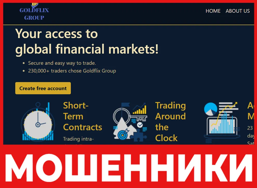 Goldflix Trade лицевая сторона скрин