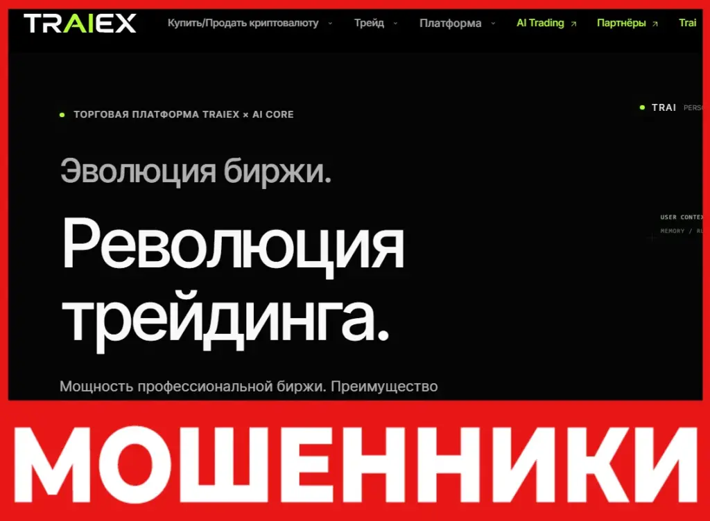 Traiex лицевая сторона скрин